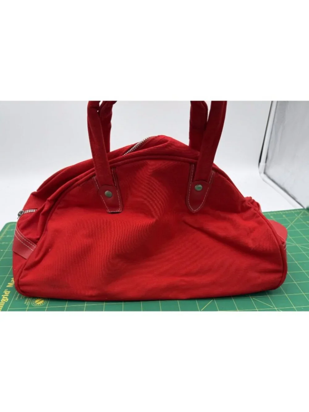 Vintage Walt Disney Productions Mickey Mouse Pluto Nephew Red Duffel Bag